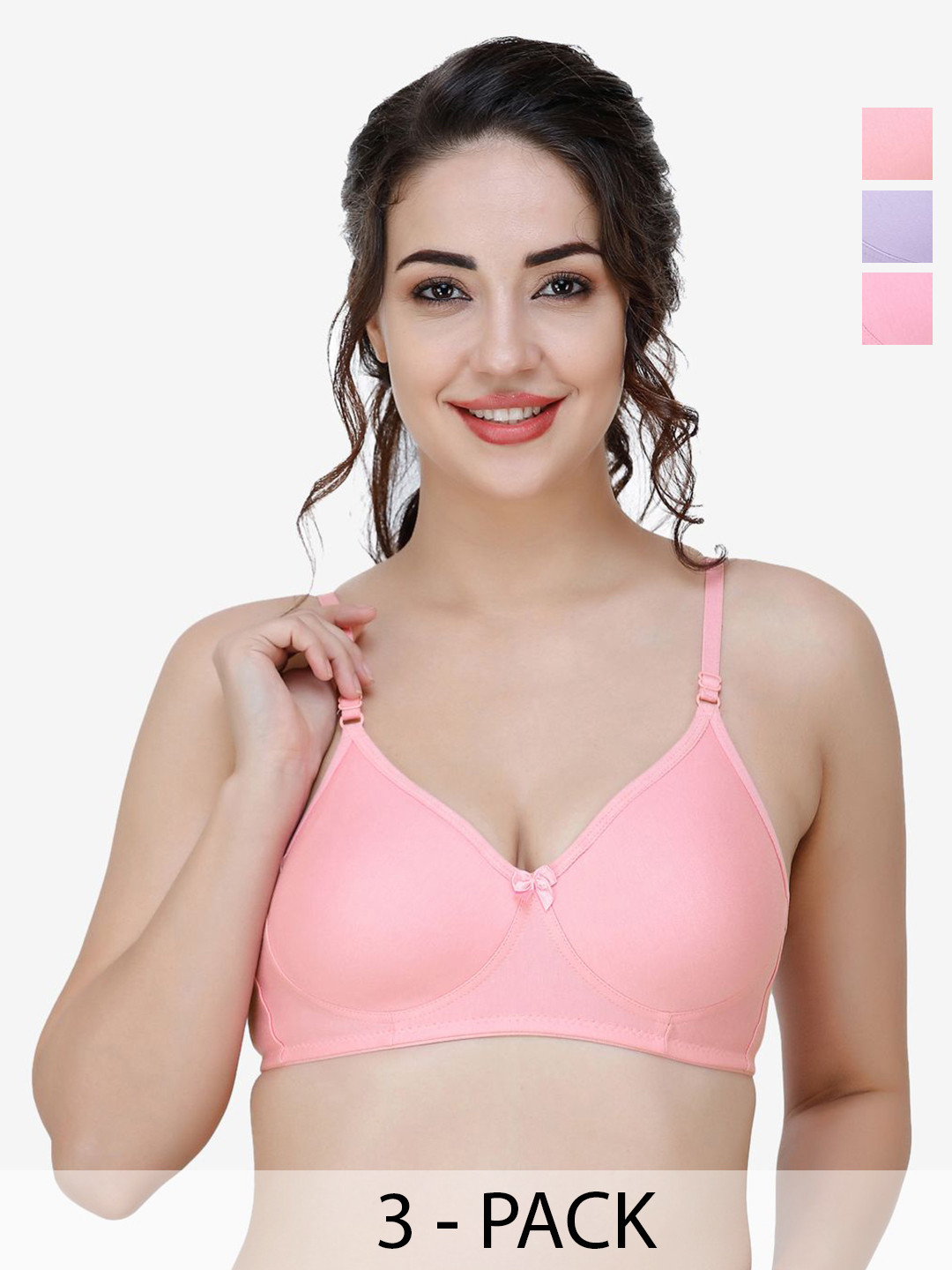 

Docare Pack Of 3 Full Coverage T-shirt Bra, Purple