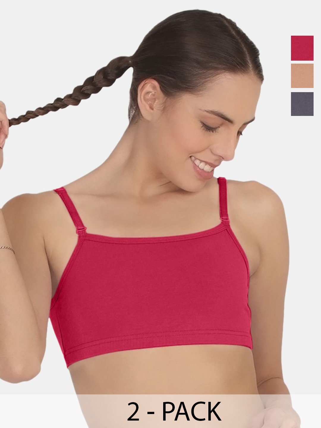 

POOJA RAGENEE Women Pack Of 3 Medium Coverage Sports Bra, Grey