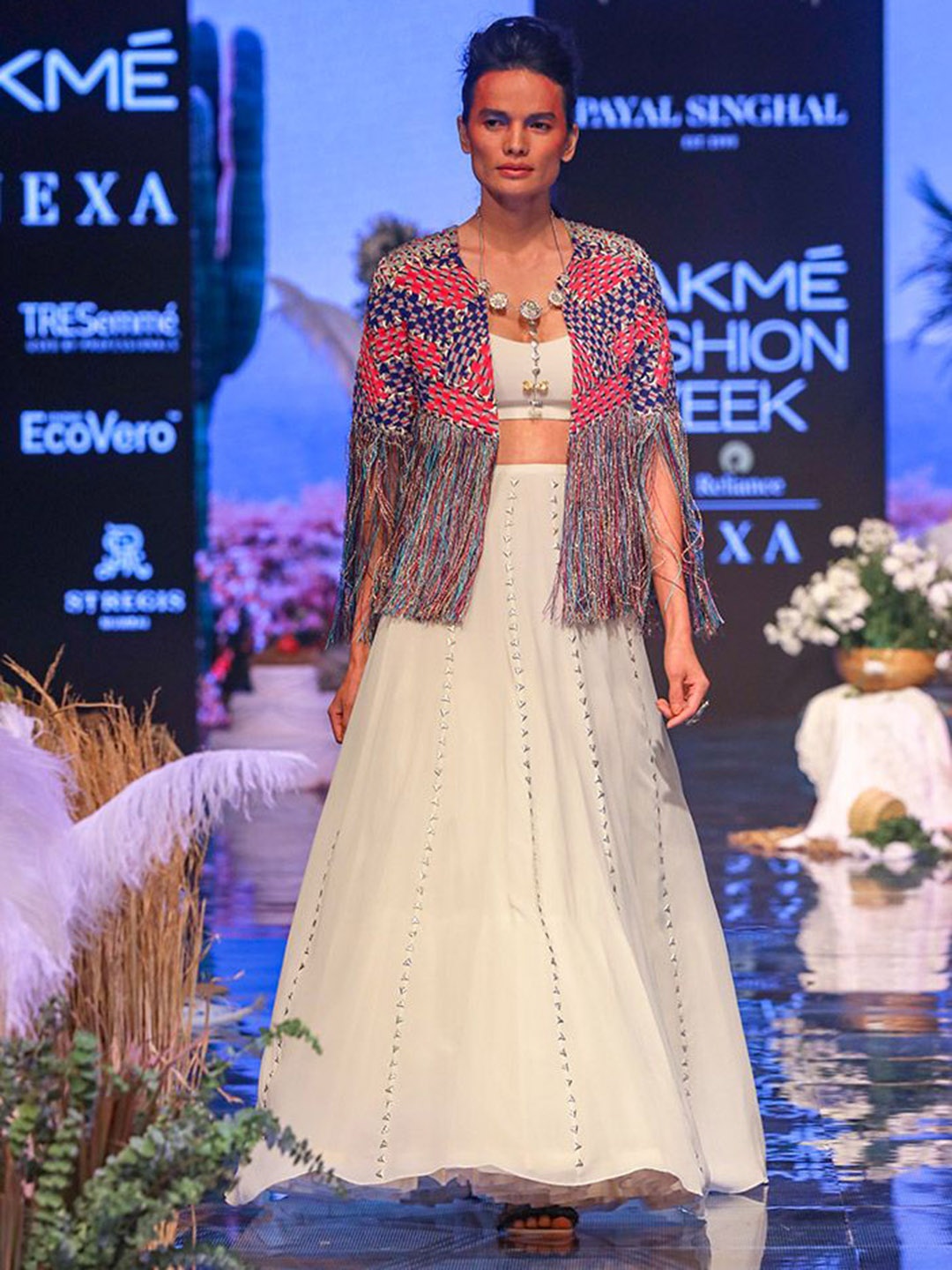 

Payal Singhal Embroidered Bustier With Skirt & Jacket Co-Ords, White