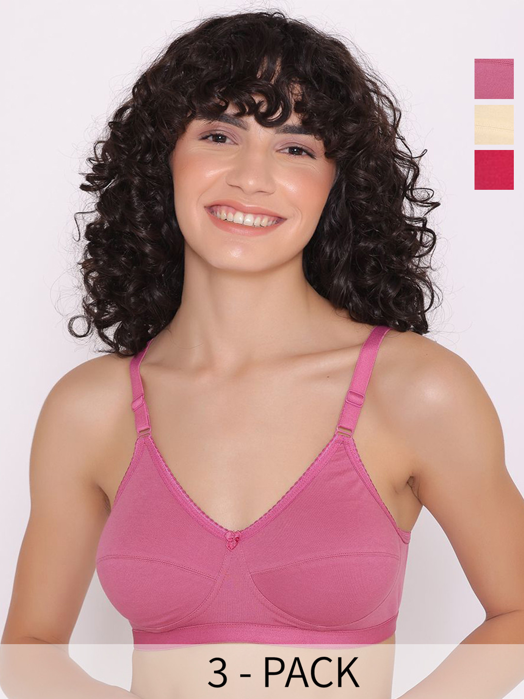 

INKURV Women Solid Bra Full Coverage, Pink