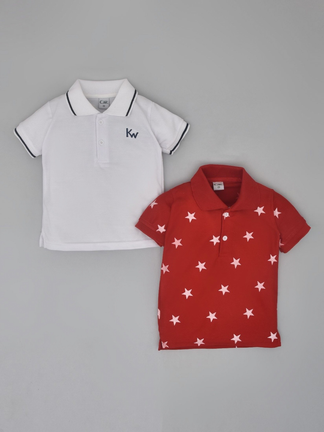 

BAESD Pack Of 2 Boys Conversational Printed Polo Collar Cotton T-shirts, White