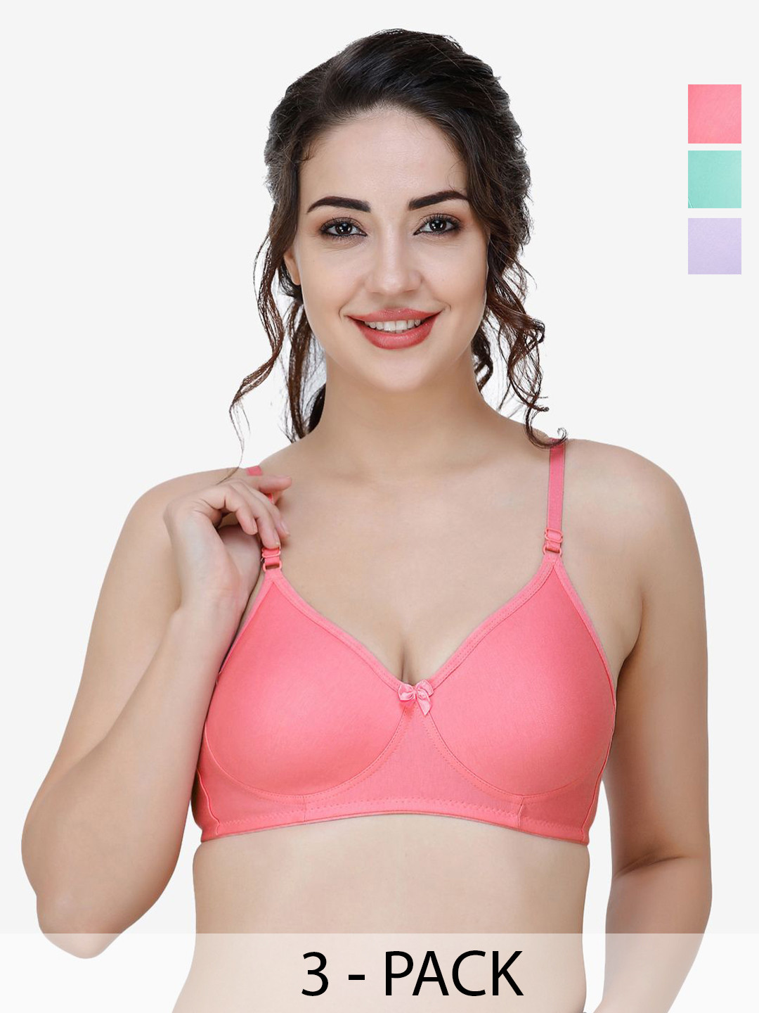 

Docare Women Pack of 3 Full Coverage T-shirt Non Padded Bra, Purple