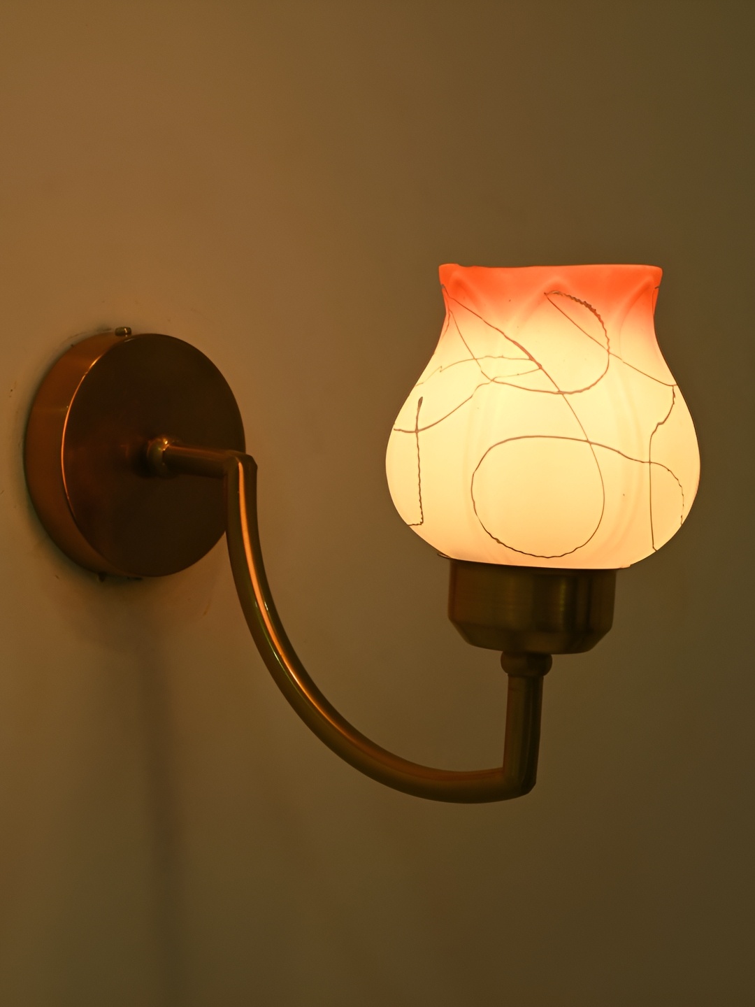 

Afast Gold-Toned & White Textured Glass Bell Shaped Wall Lamp