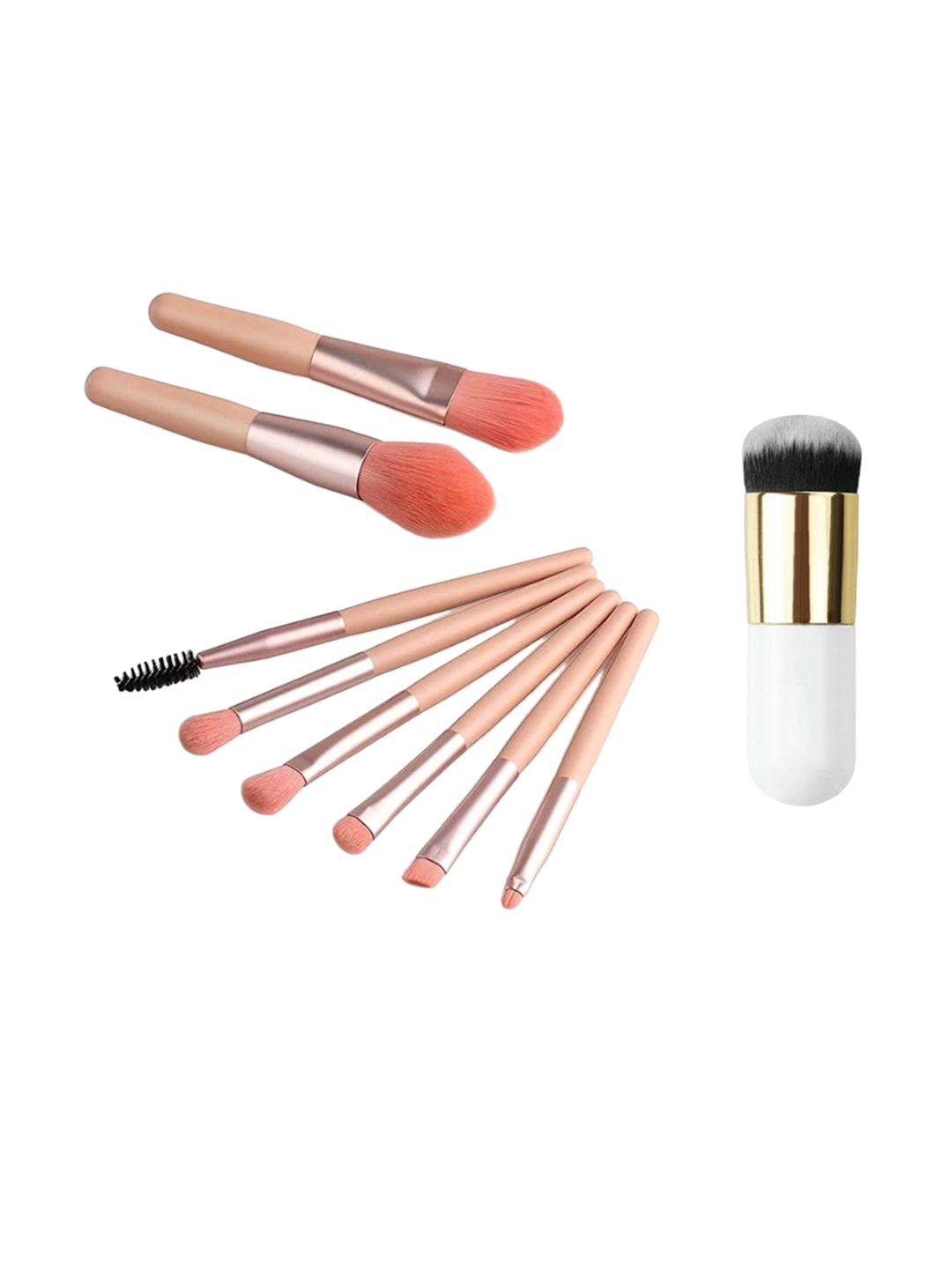 

zemglam Set Of 9 Mini Makeup Brushes With Storage Bag, Pink