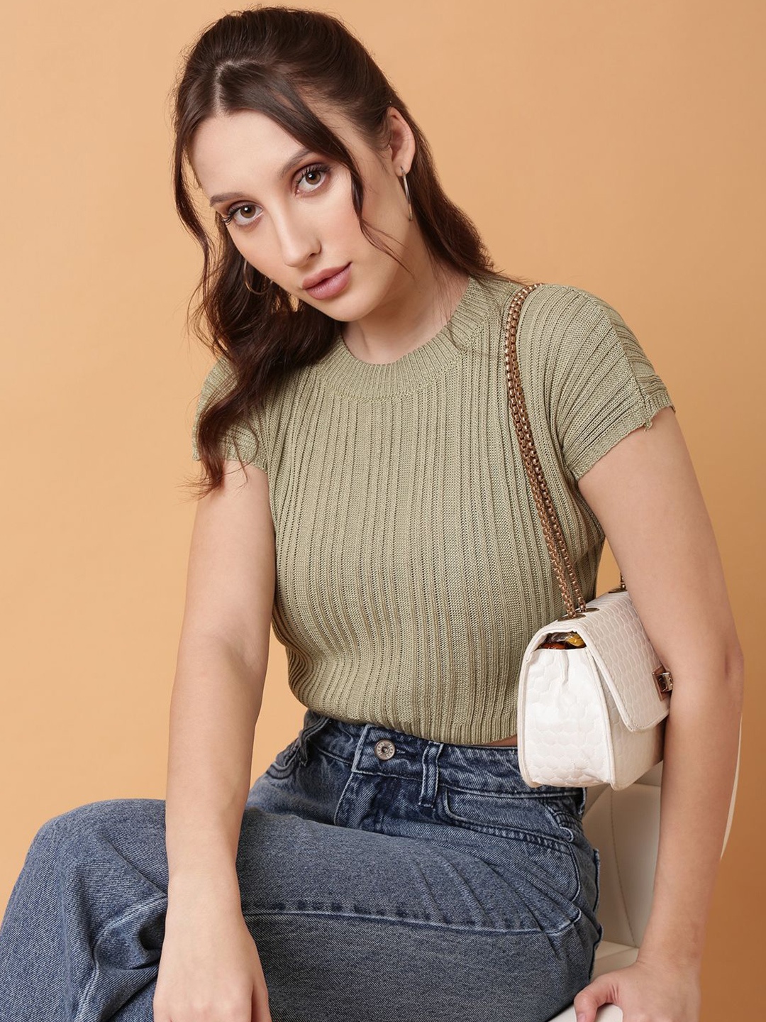 

SHOWOFF Blouson Crop Top, Green