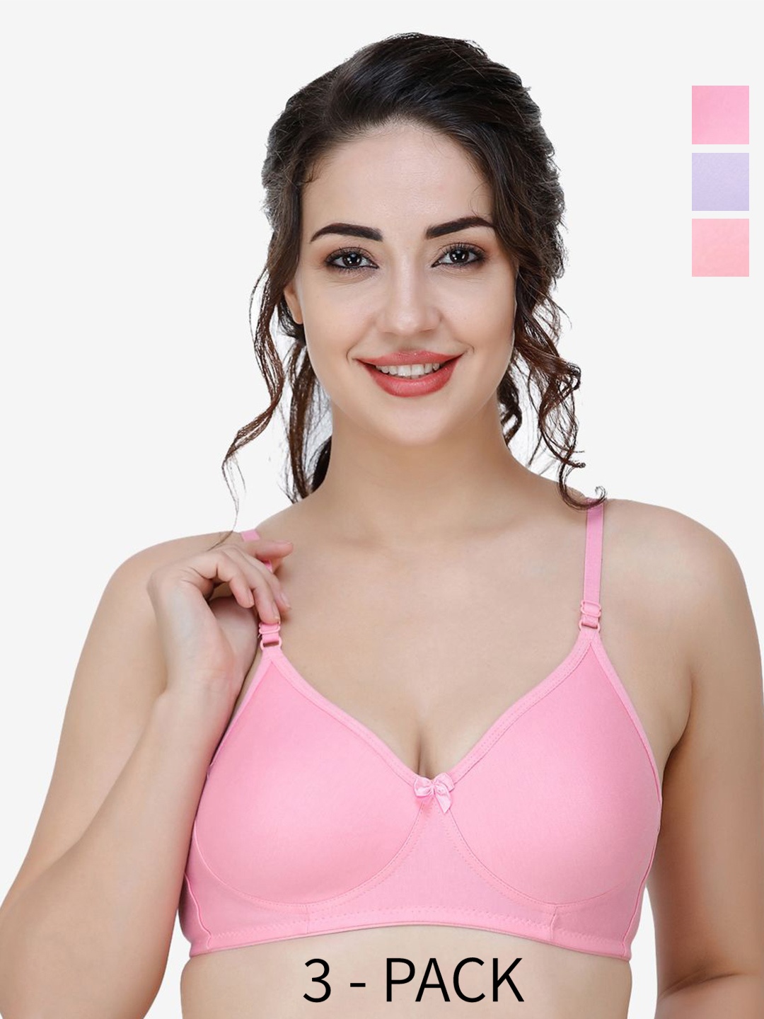 

Docare Pack Of 3 Full Coverage T-shirt Bra, Pink