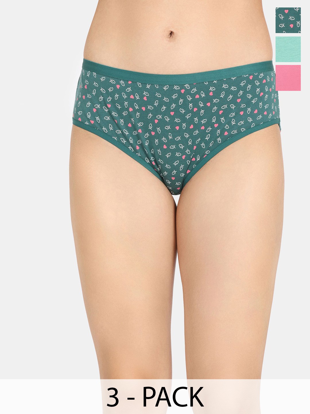 

Rosaline by Zivame Pack Of 3 Assorted Hipster Briefs RO2075FASHAPINK