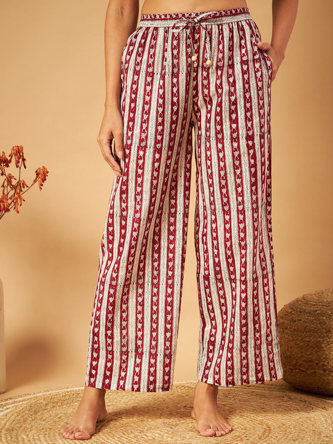 

ETC Printed Cotton Lounge Pants, Red