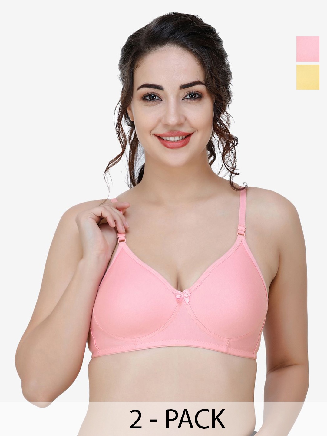 

Docare Women Pack of 2 Full Coverage T-shirt Non Padded Bra, Yellow