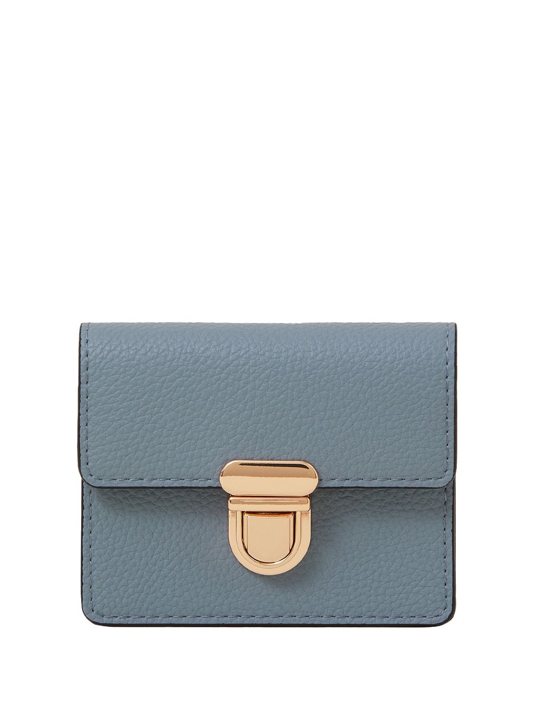 

Accessorize Women Textured Buckle Push Lock PU Card Holder, Blue