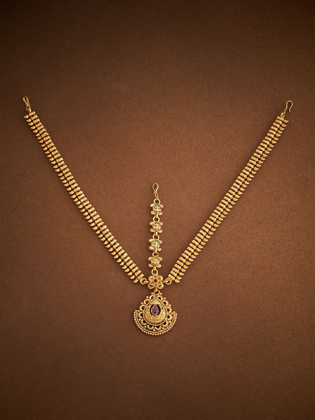 

Kushal's Fashion Jewellery Gold Plated Artificial Stones Studded Antique Matha Patti