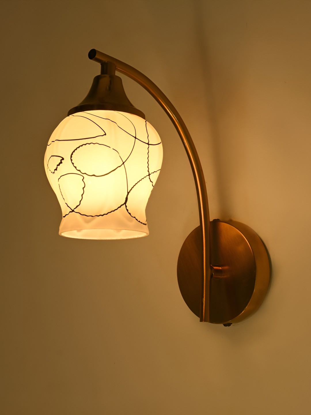 

Afast Black & White Glass Abstract Printed Glass Contemporary Wall Lamp
