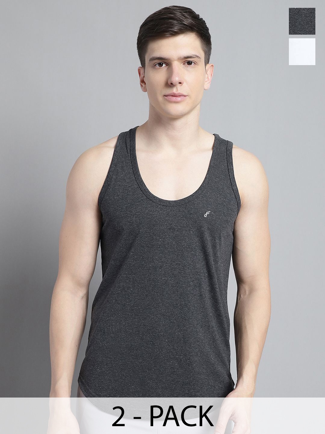 

FBAR Pack Of 2 Men Cotton Gym VestsFBC-02-22, White