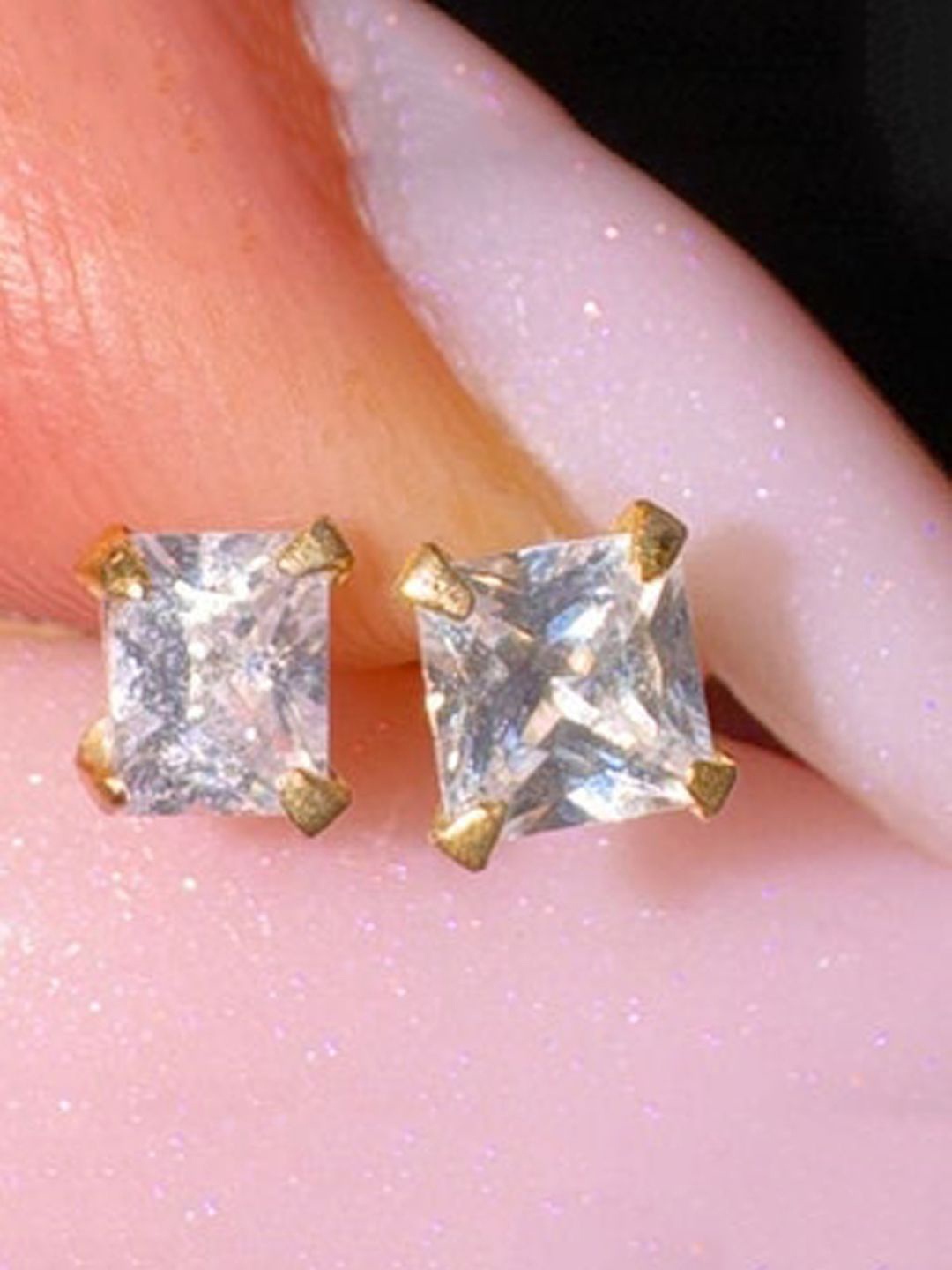 

Krelin Men Stainless Steel Crystals Studs, Gold
