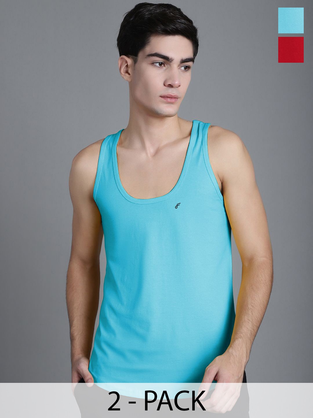 

FBAR Cotton Anti-Bacterial Gym Innerwear Vest Pack Of 2, Red
