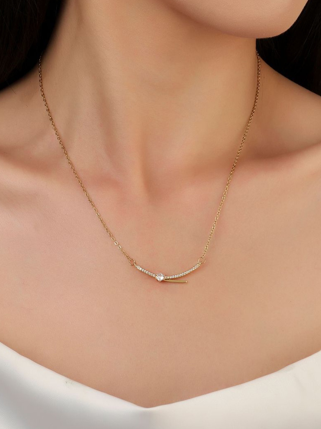 

SALTY Eliza Crystal Stainless Steel Necklace, Gold