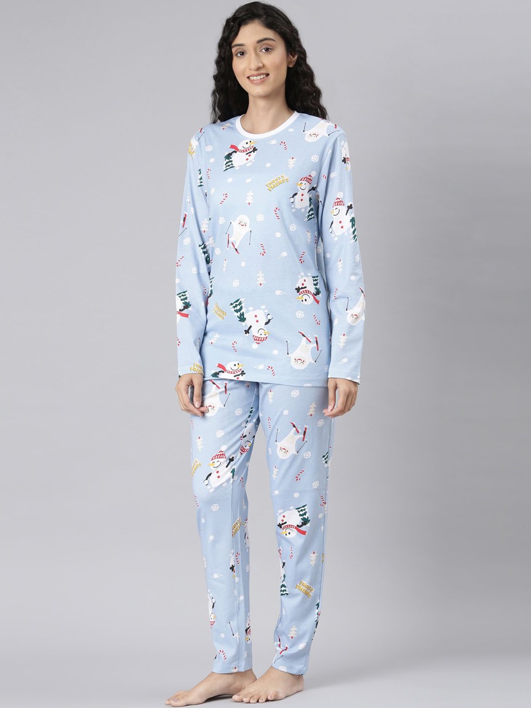 

Nap Chief Unisex Graphic Printed Pure Cotton Night Suit, Blue