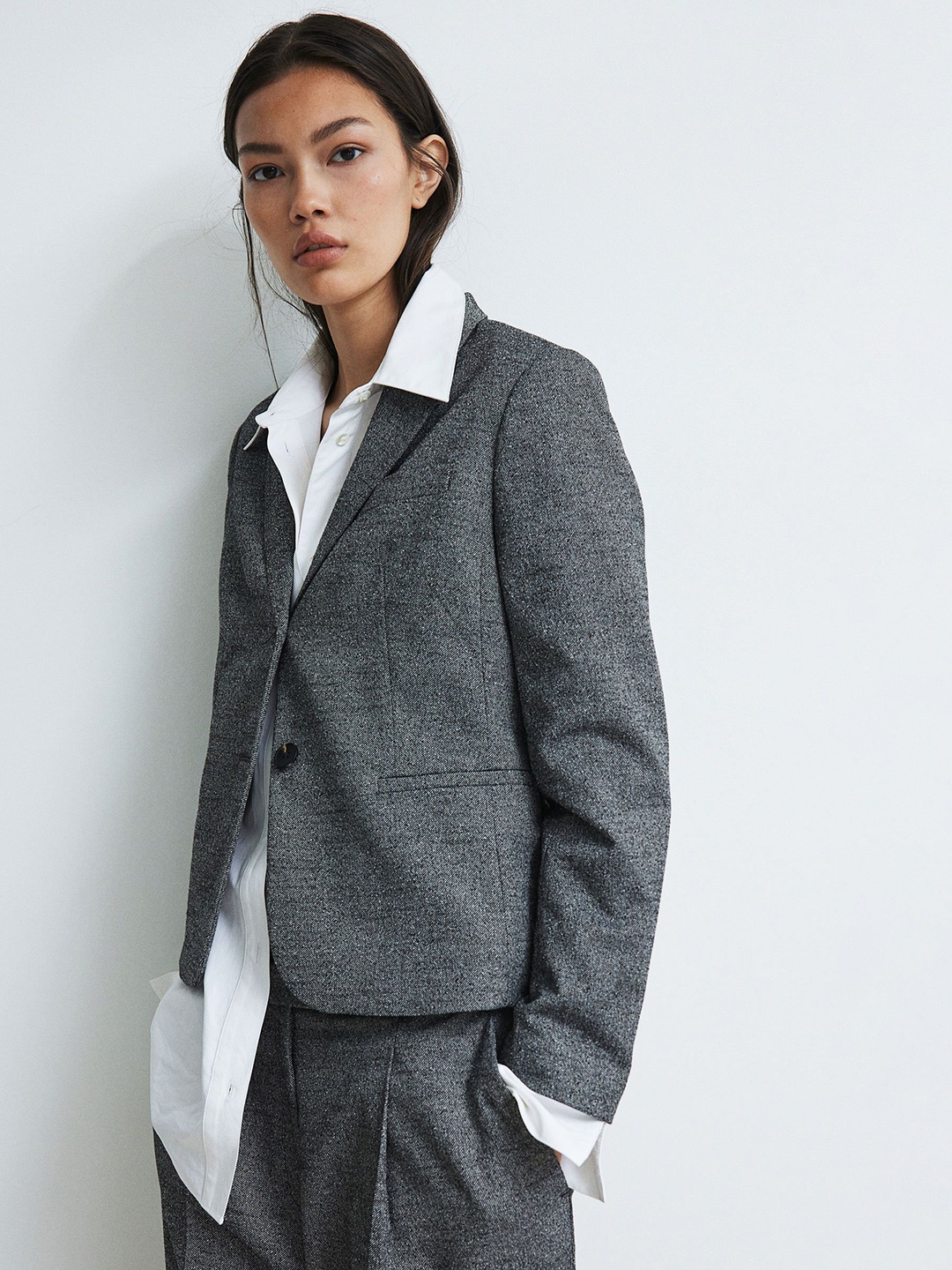 

H&M Fitted Blazer, Grey