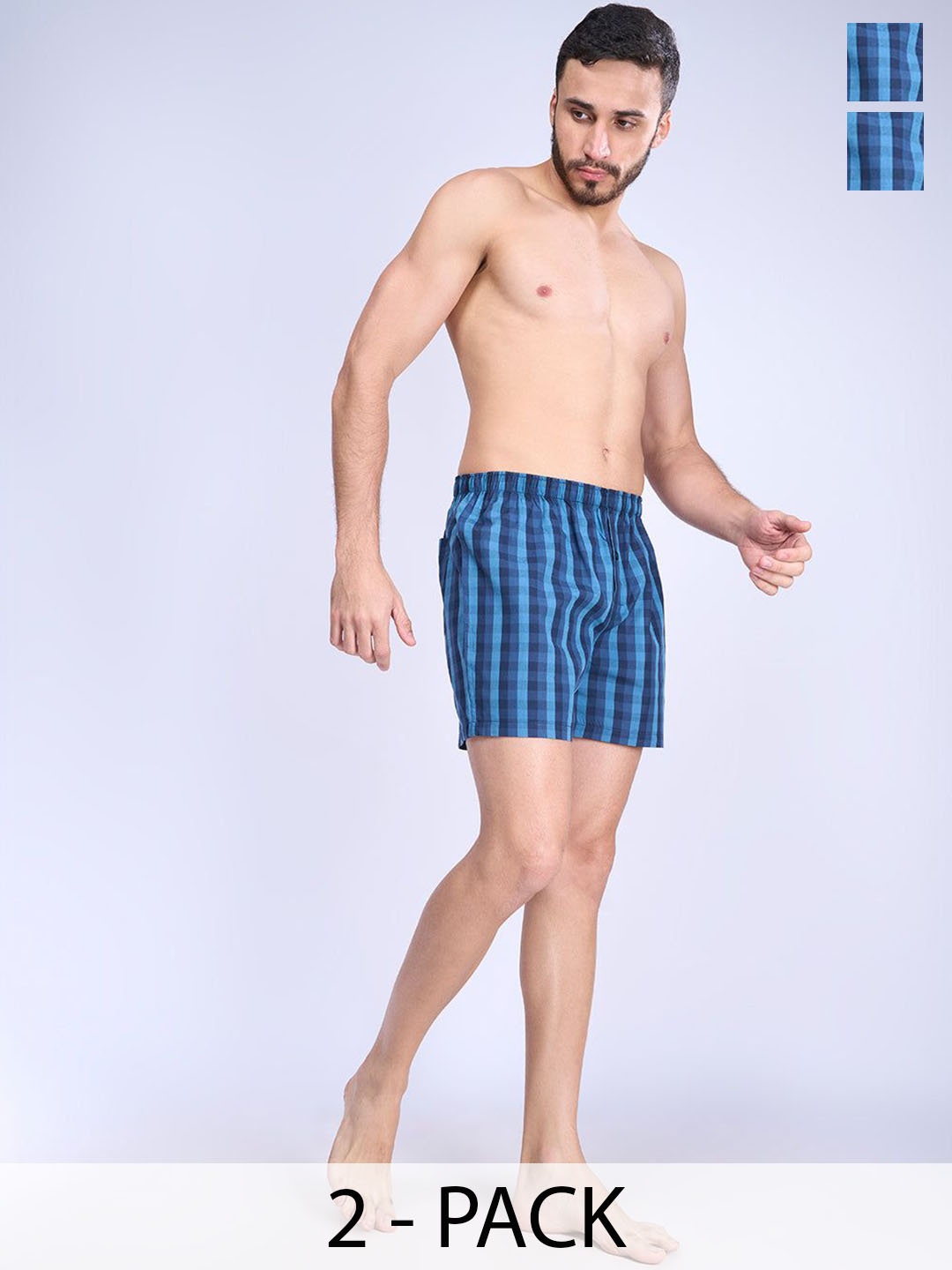 

Ramraj Pack Of 2 Cotton Striped Woven Boxers RAMSHORTS_WS19, Navy blue