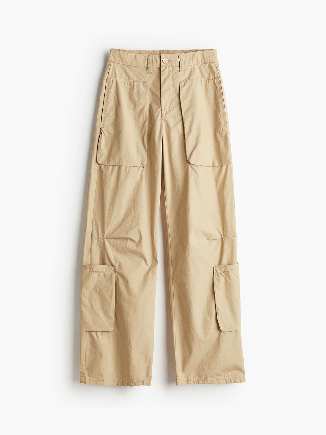 

H&M Cotton Cargo Trousers, Beige