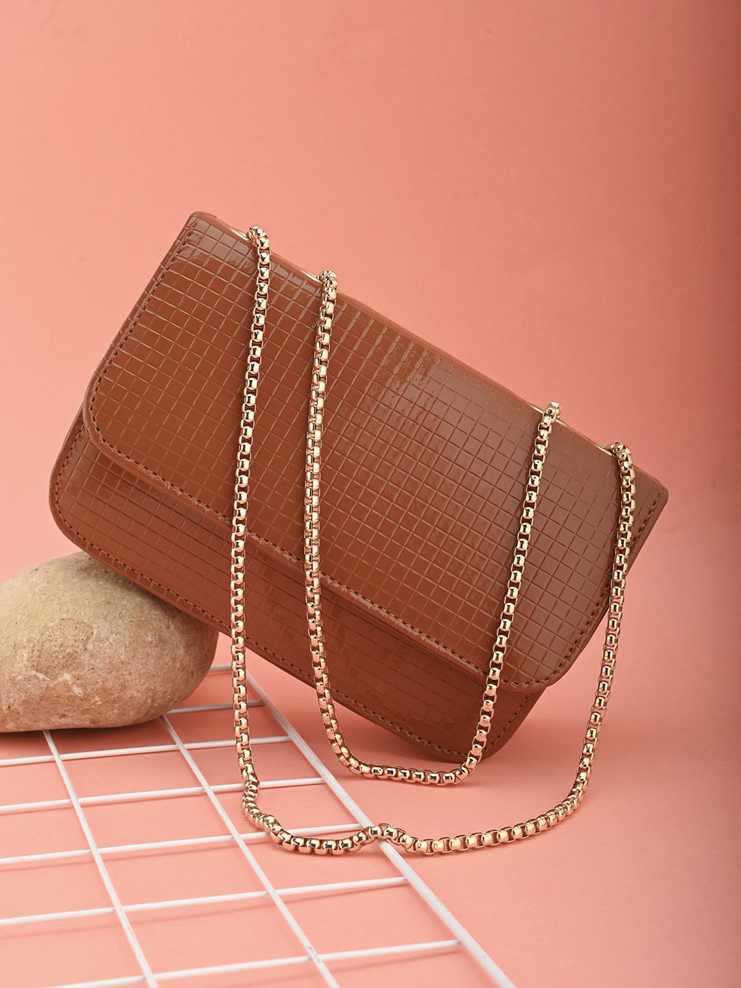 

DressBerry Colourblocked Structured Shoulder Bag, Brown