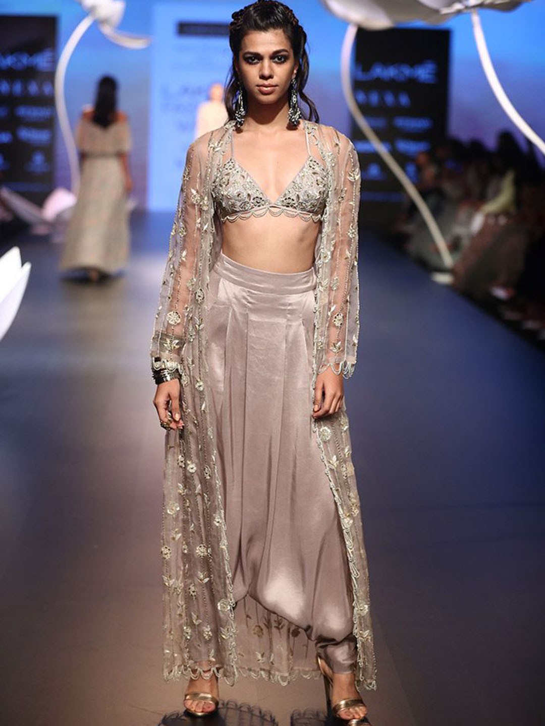

Payal Singhal Embroidered Top with Low Crotch Pant & Jacket, Grey