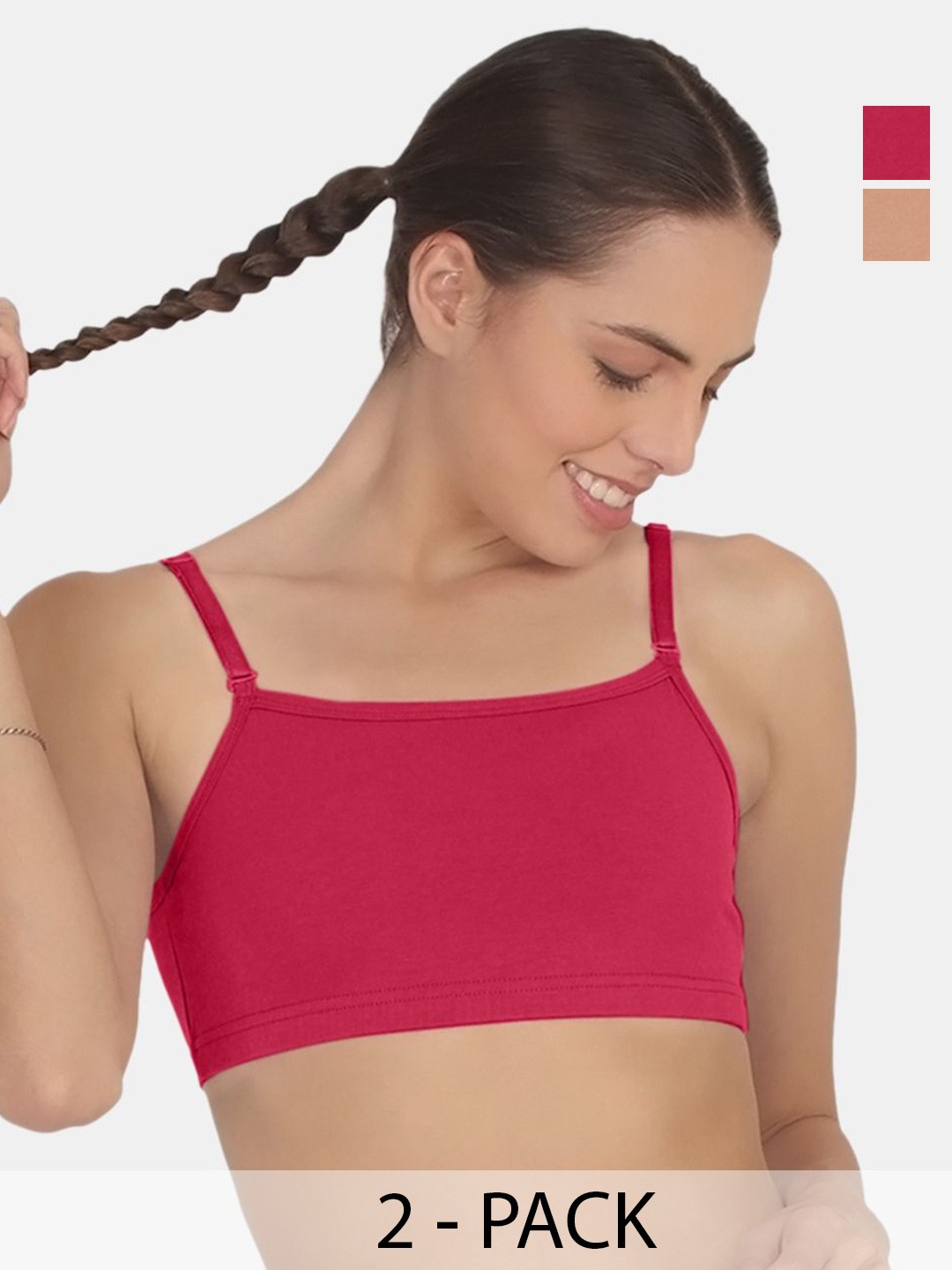 

POOJA RAGENEE Pack Of 2 Solid Medium Coverage Non Padded Bra, Magenta