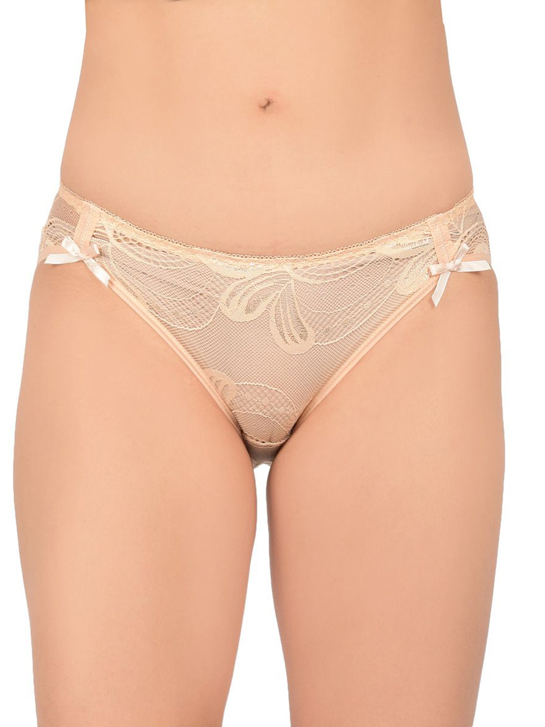 

bare dezire Women Self Design Mid-Rise Seamless Bikini Briefs, Beige