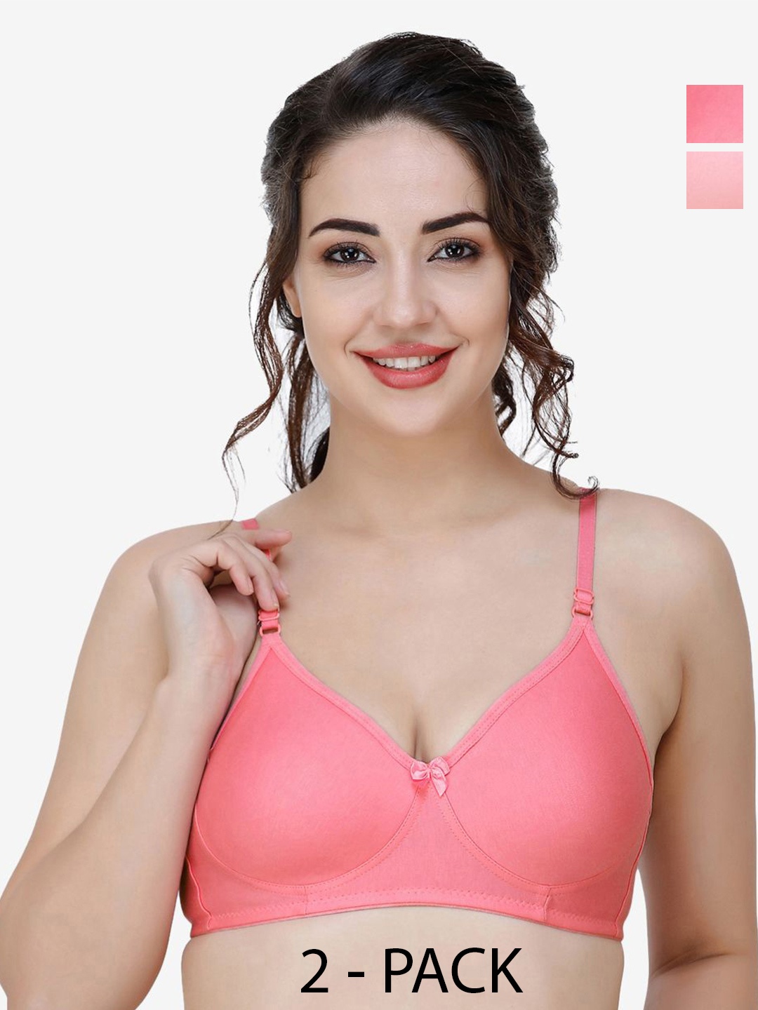 

Docare Pack Of 2 Full Coverage T-shirt Bra, Pink