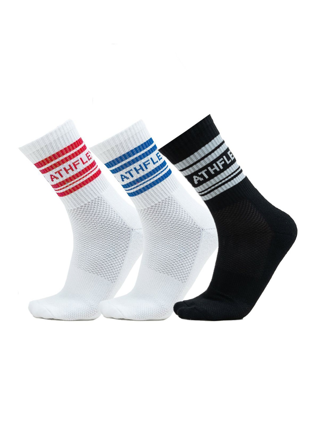 

Athflex Men Pack Of 3 Patterned Sports Socks, Black