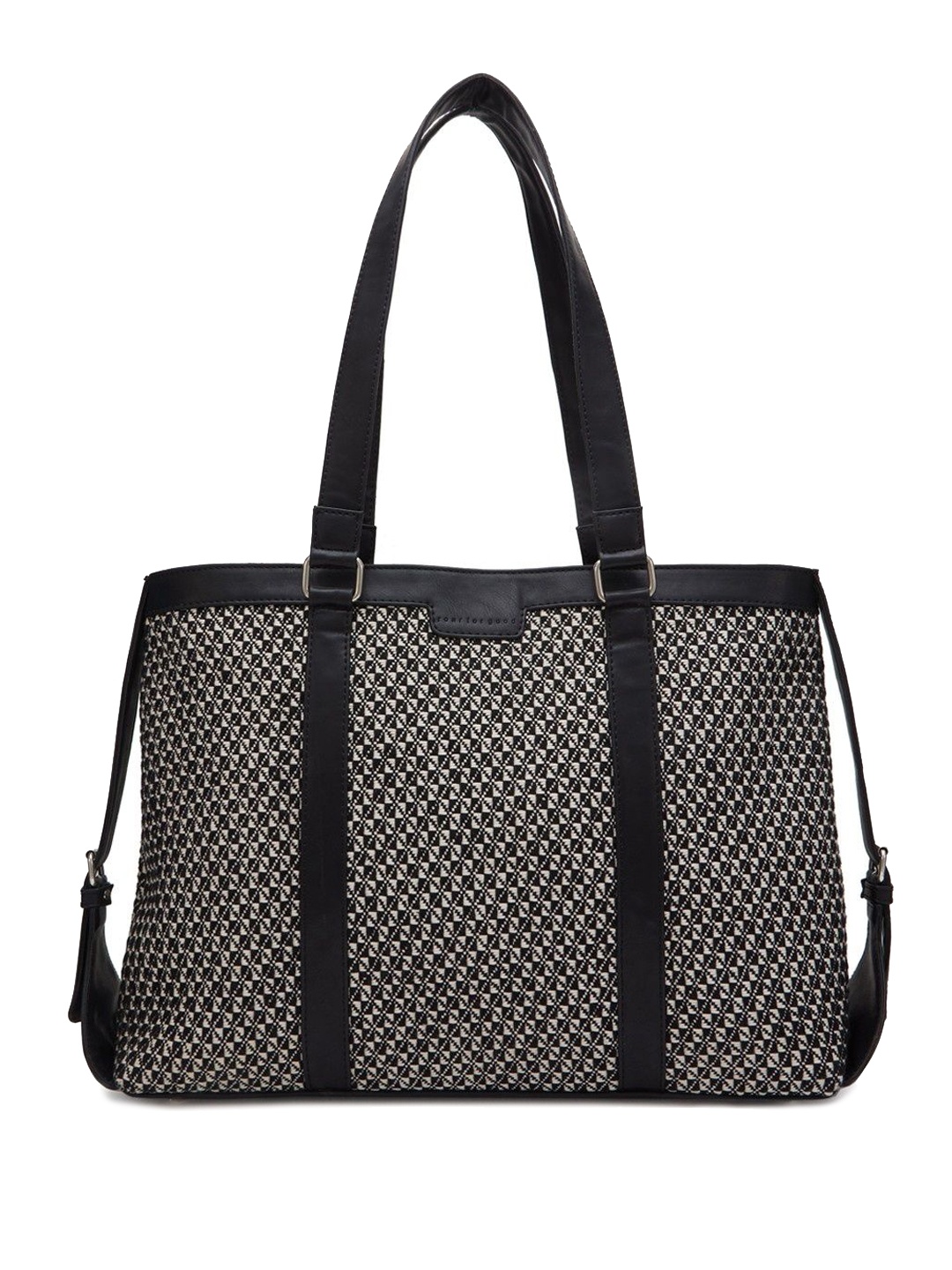 

ROAR FOR GOOD Checked Bucket Tote Bag with, Black