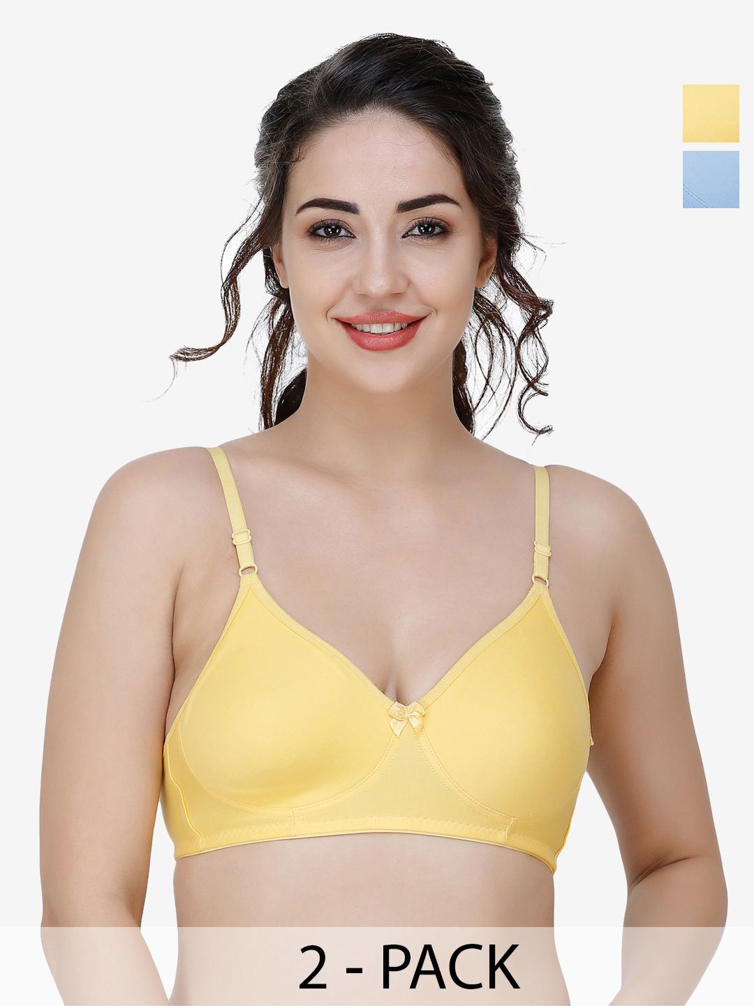 

Docare Women Pack Of 2 Full Coverage Non Padded T-shirt Bra, Blue