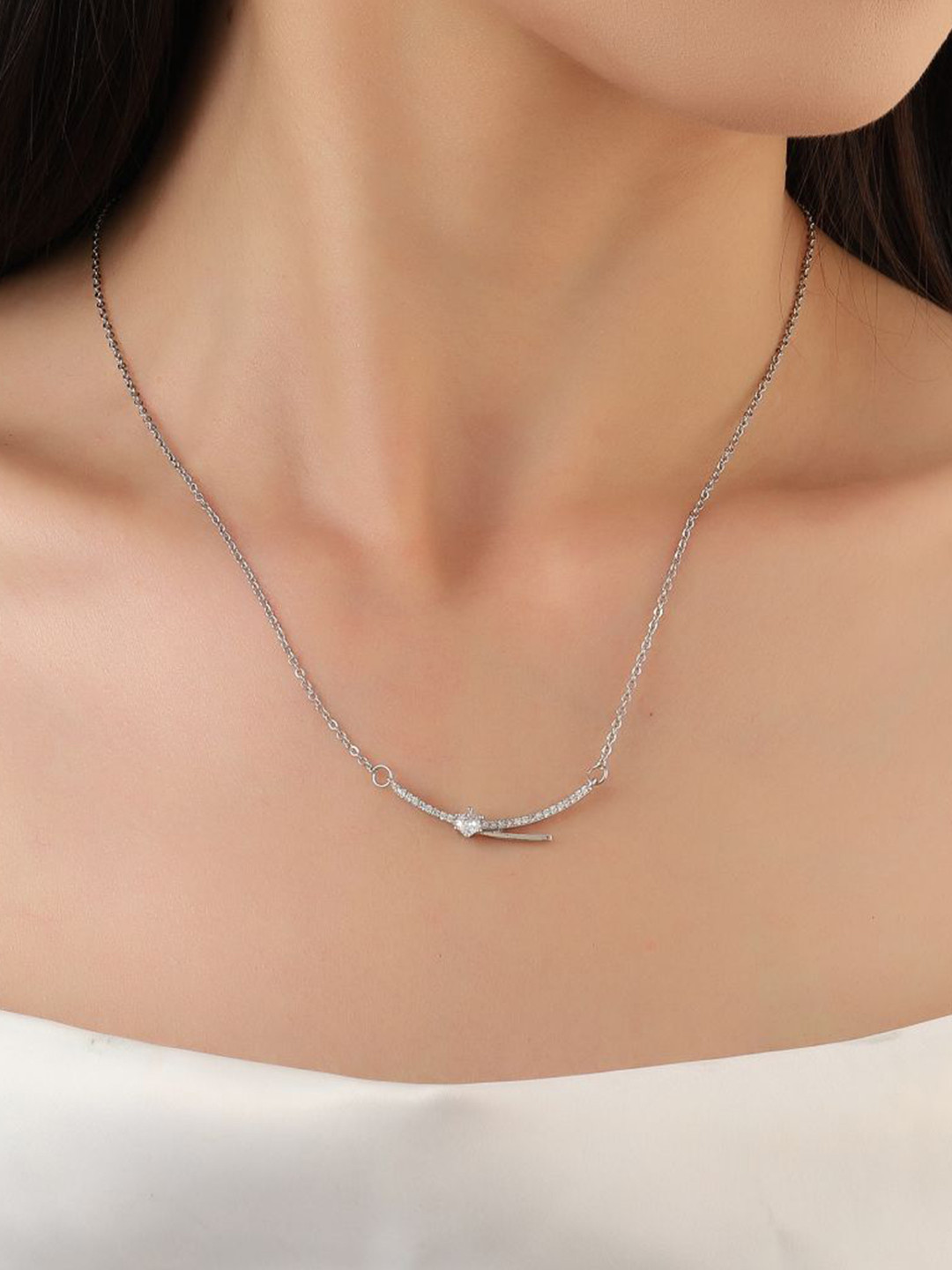 

SALTY Eliza Silver Plated Crystal Studded Necklace