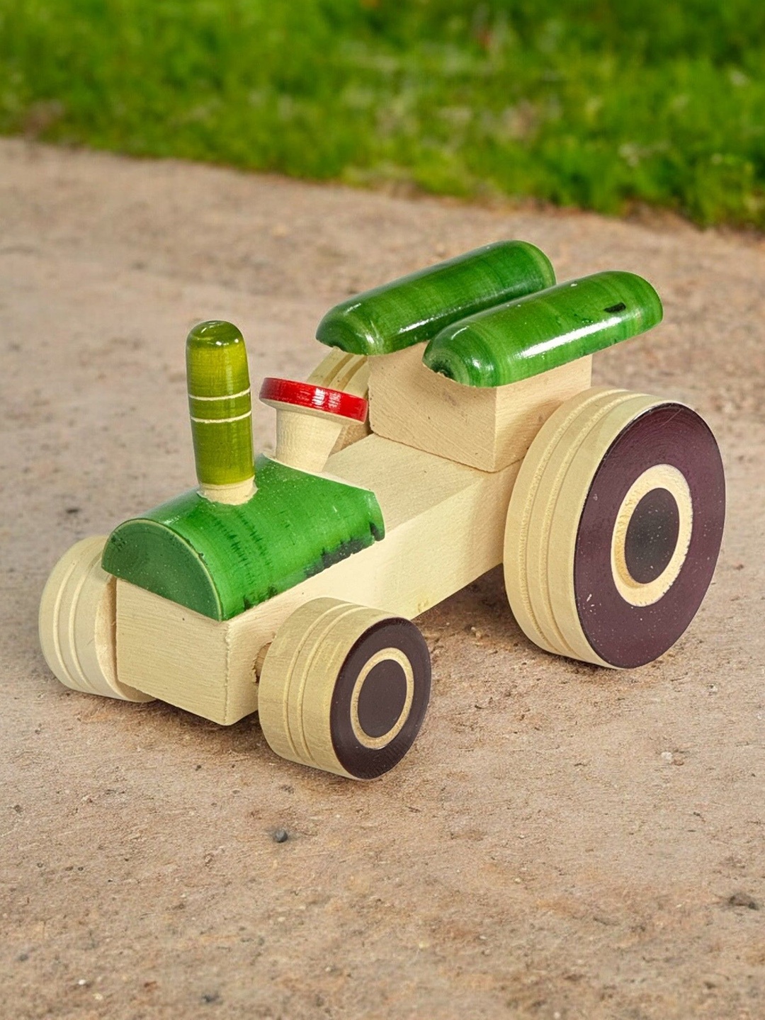 

LITTLE GINNIE Kids Wooden Tractor Toys, Green