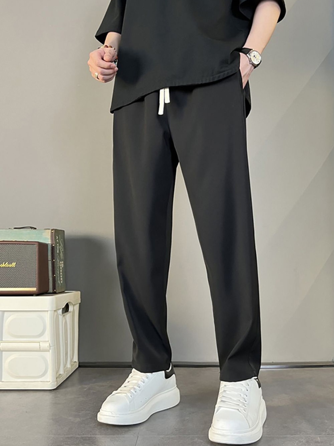 

StyleCast Men Wrinkle Free Pleated Trousers, Black