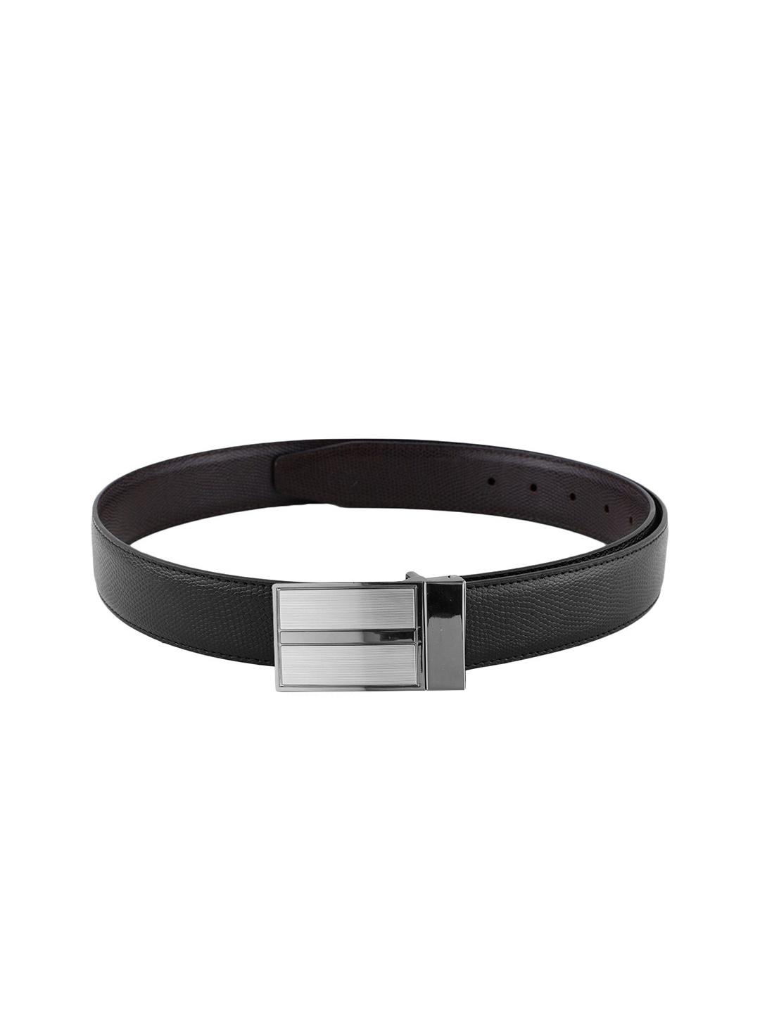 

SAZARA Men Textured Leather Reversible Belt, Black