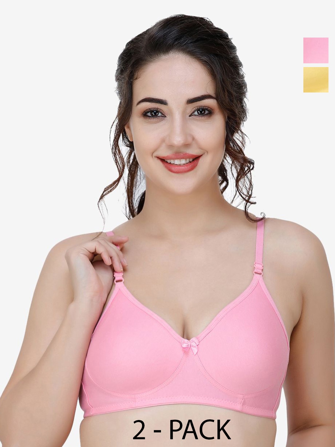 

Docare Women Pack of 2 Full Coverage T-shirt Non Padded Bra, Yellow