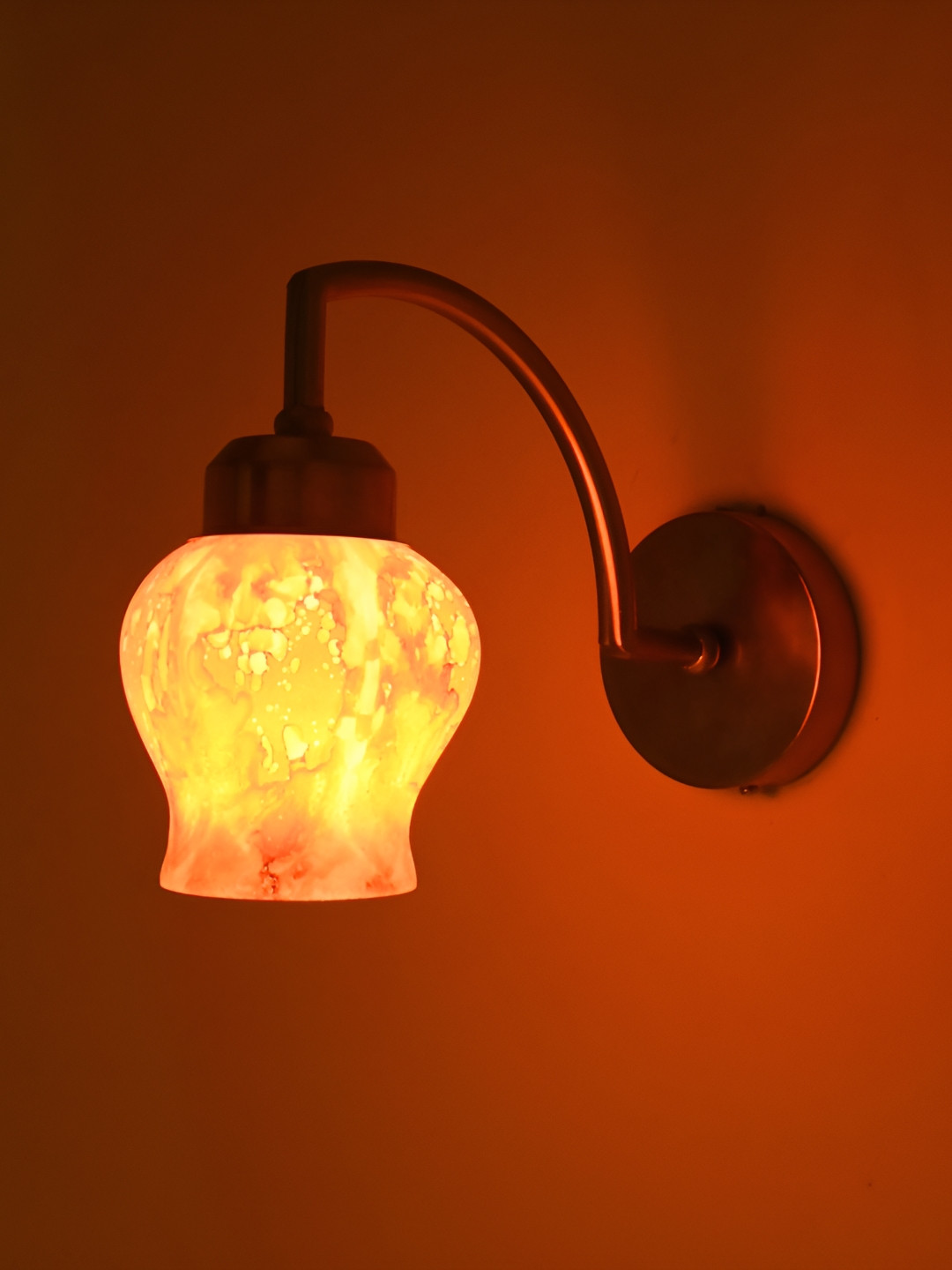 

Afast Orange-Coloured and GoldToned Glass Contemporary Bell Shaped Wall Lamp