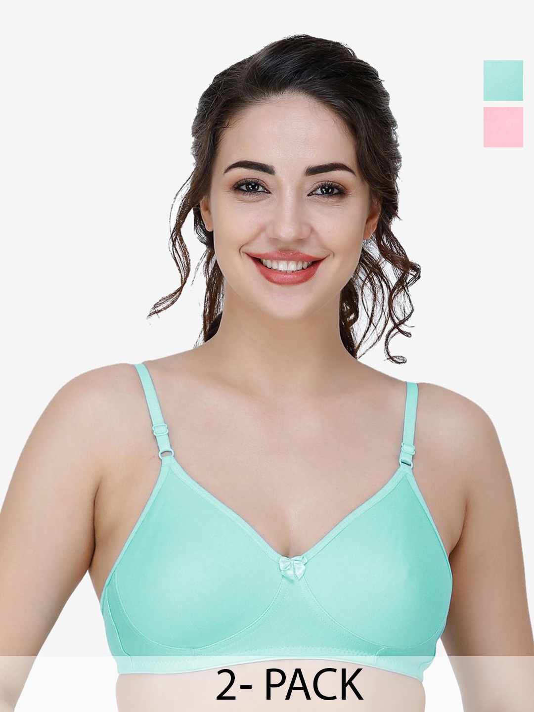 

Docare Women Pack of 2 Full Coverage T-shirt Non Padded Bra, Pink