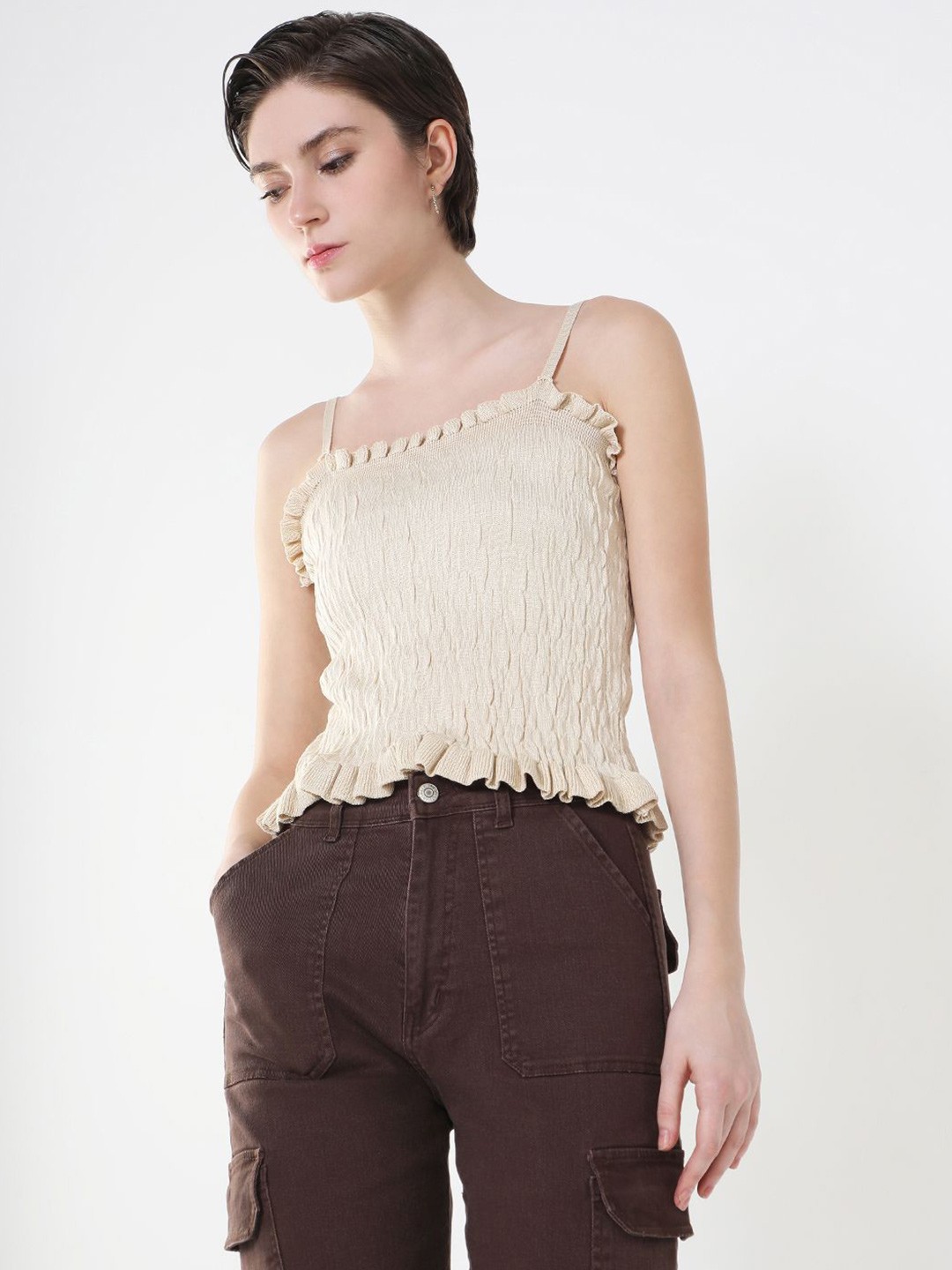 

SHOWOFF Crop Top, Beige