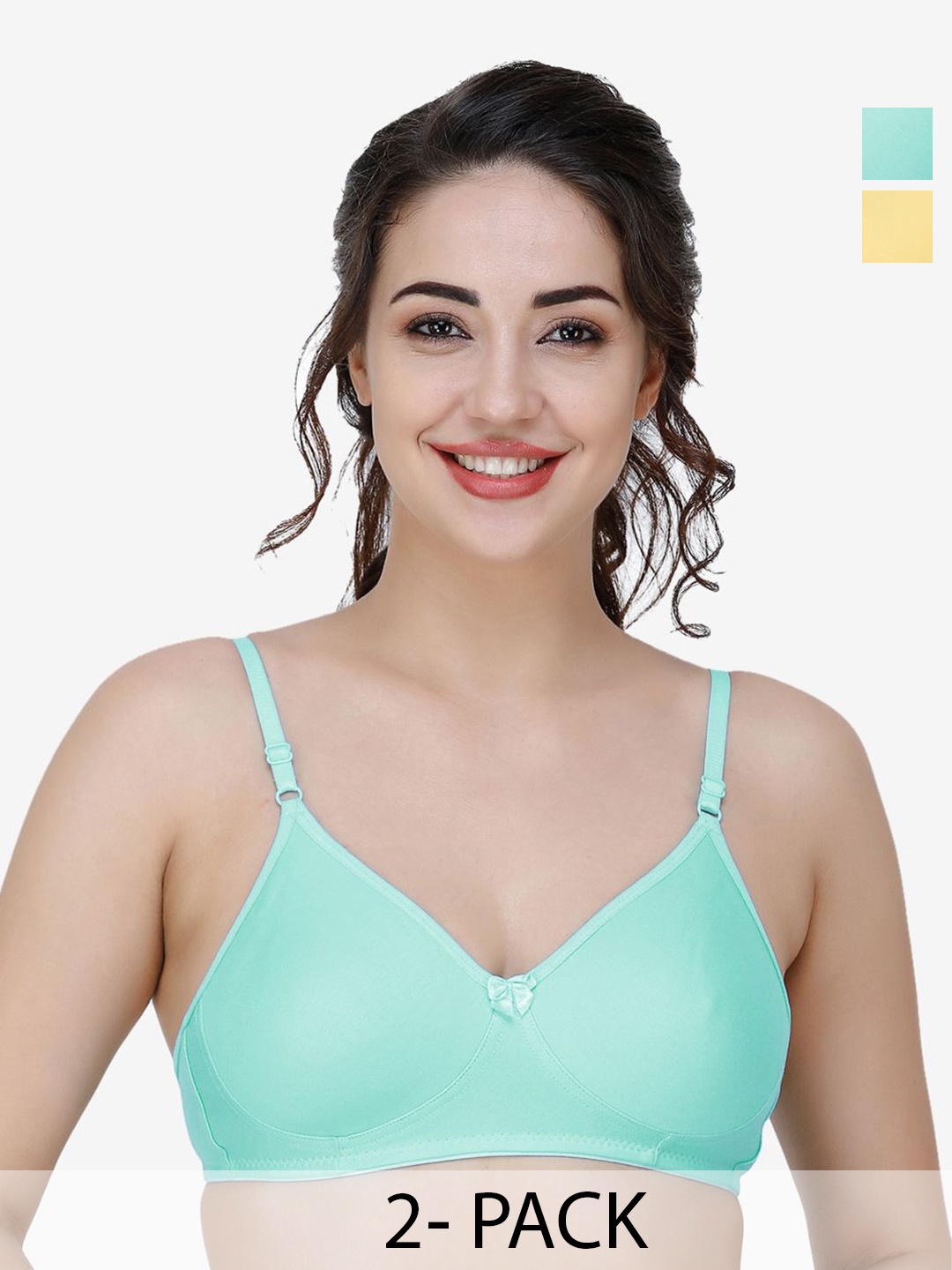 

Docare Women Pack Of 2 Full Coverage Non Padded T-shirt Bra, Yellow