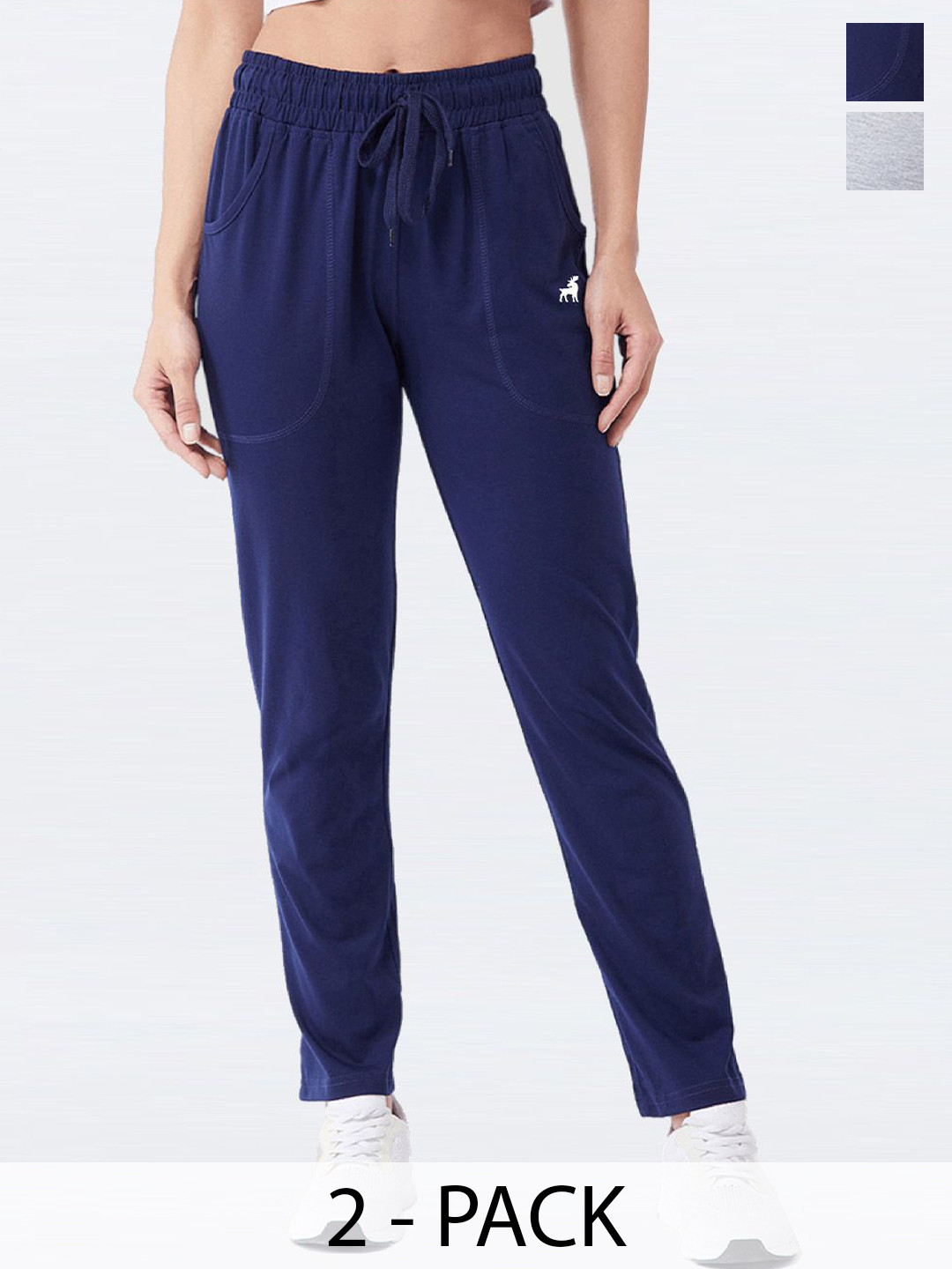 

Modeve Women Pack Of 2 Cotton Track Pants, Navy blue