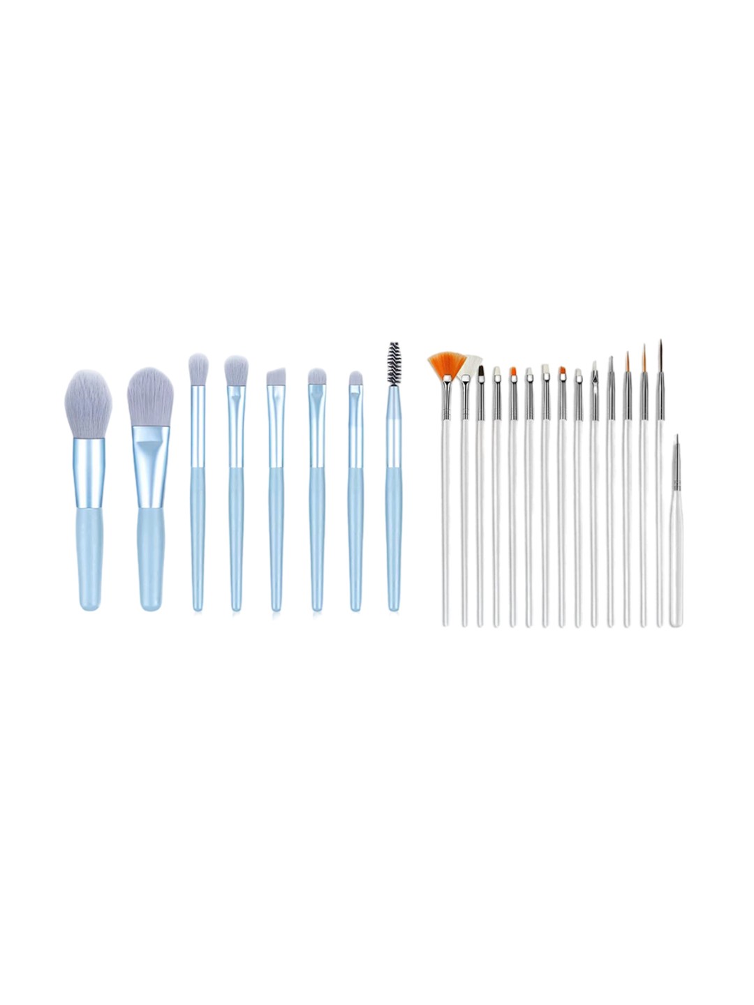 

zemglam Set Of 8 Makeup Brushes & 15 Nail Dotting Art Brushes With Storage Bag, Blue
