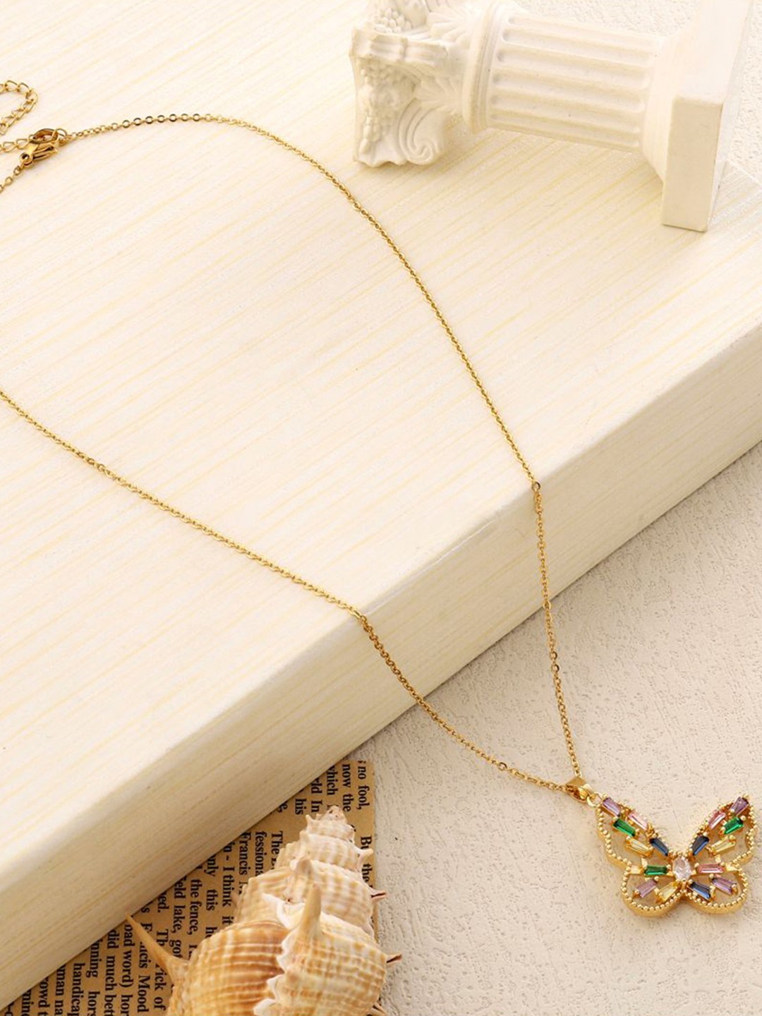 

SALTY Gold-Plated Stainless Steel Butterfly Pendant & Chain