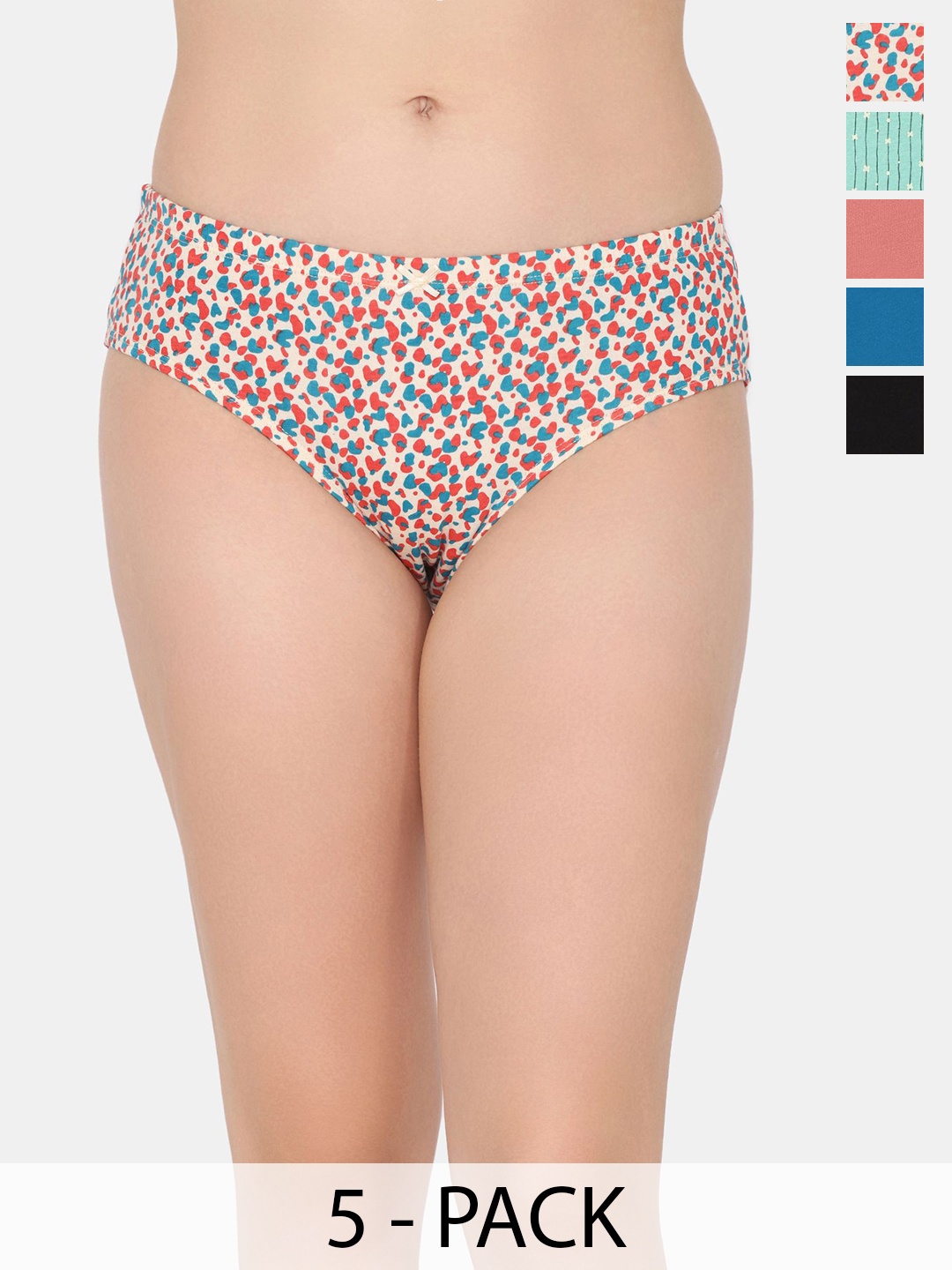 

Rosaline by Zivame Pack Of 5 Women Mid Rise Hipster Briefs, Black