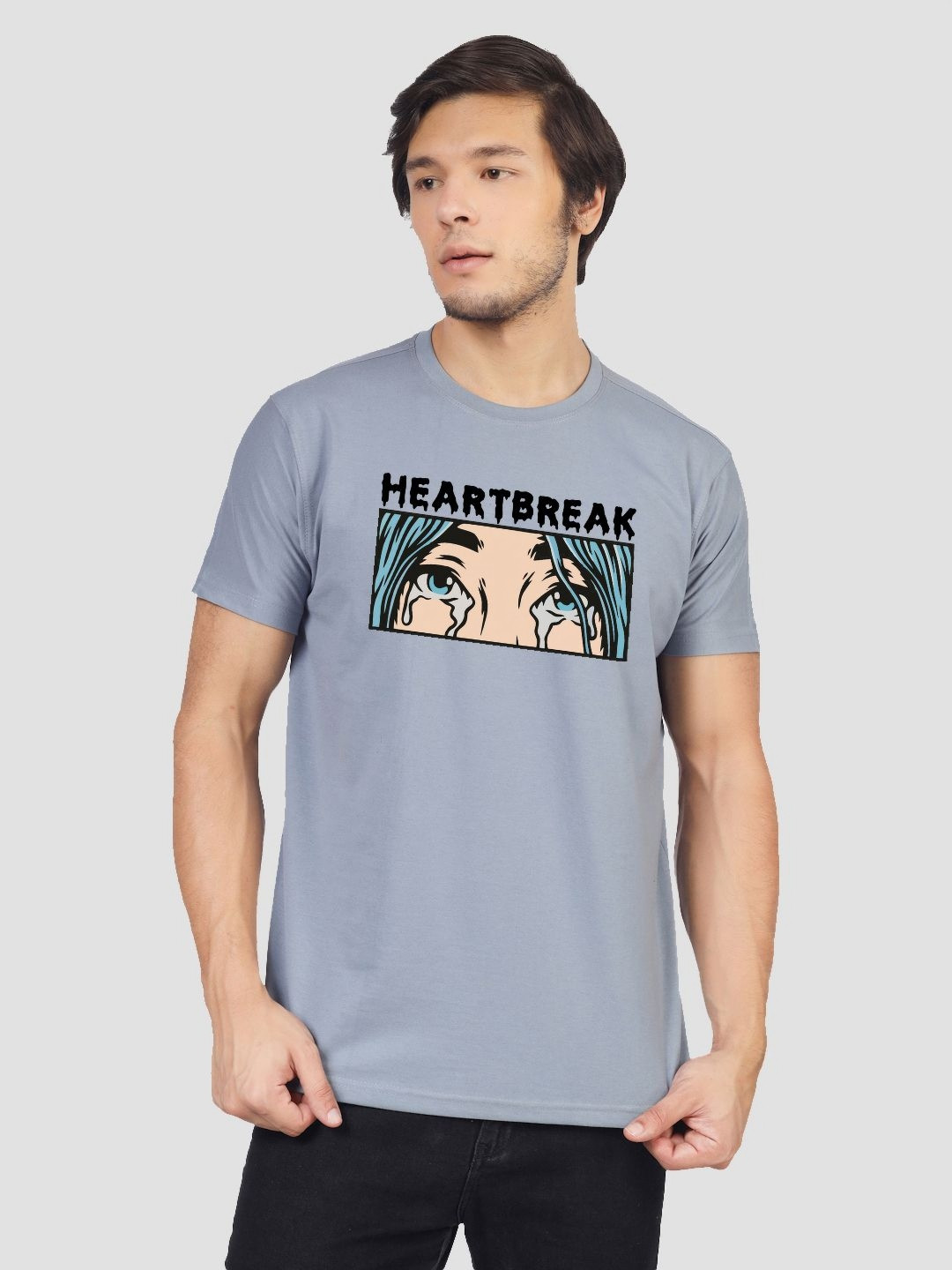 

Greylongg Men Graphic Printed Round Neck Cotton T-shirt, Grey