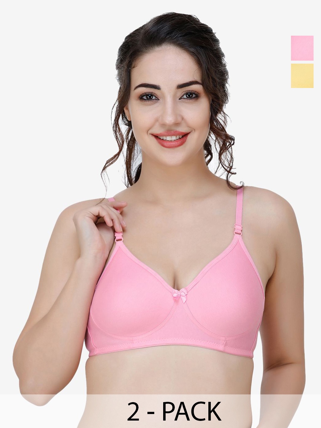 

Docare Pack of 2 Women Full Coverage Seamless T-shirt Bra, Pink