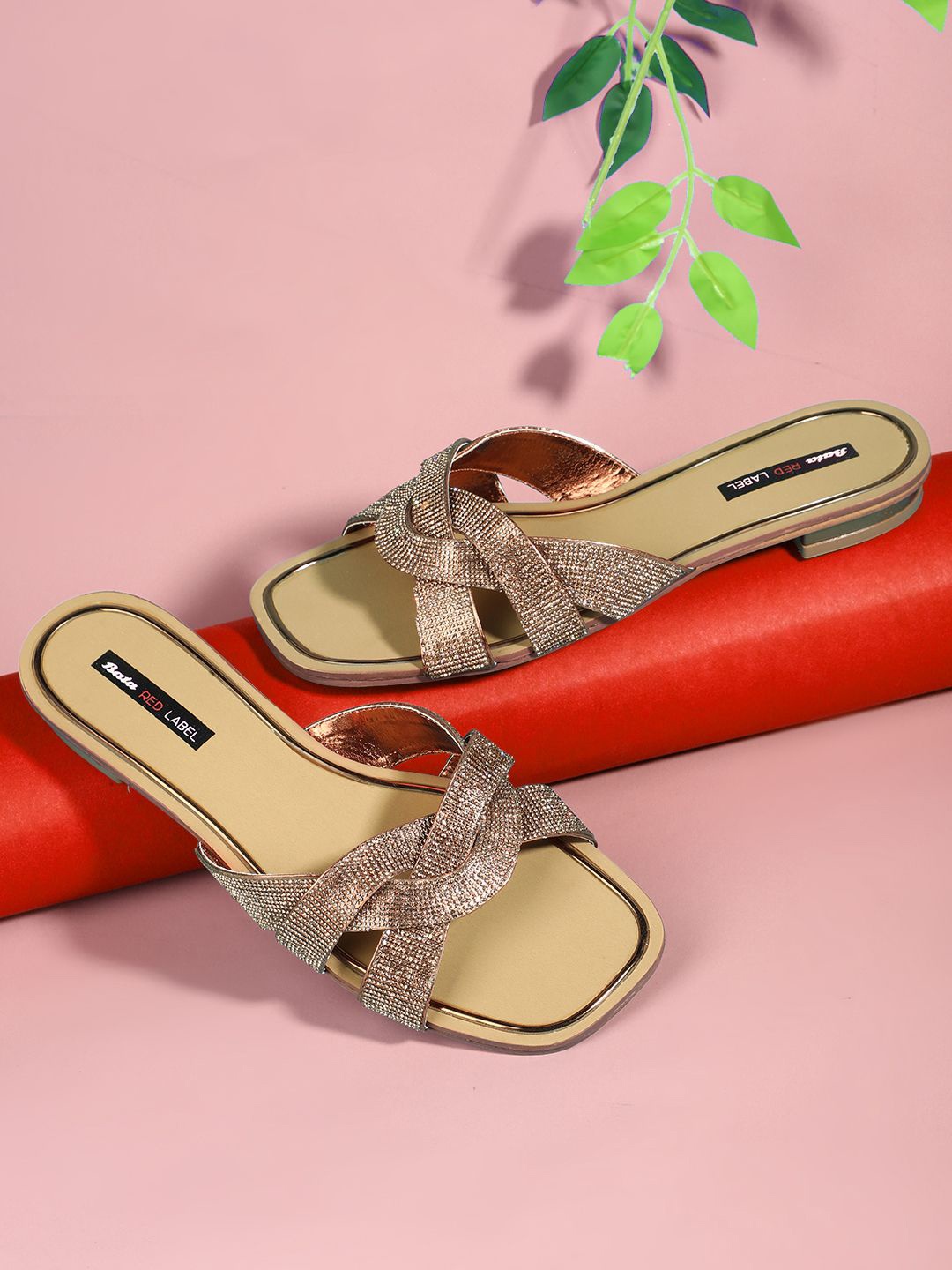 

Bata Women Ethnic - Embellished Slip-On Open Toe Flats, Beige