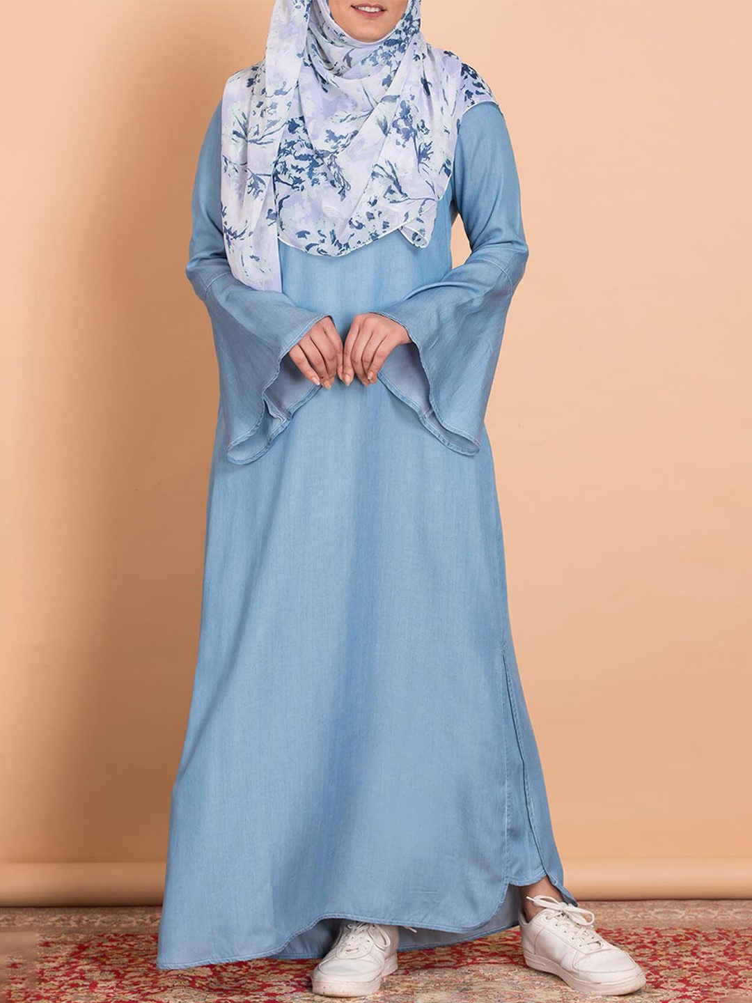 

Only Modest Flowy Denim Abaya Dress, Blue