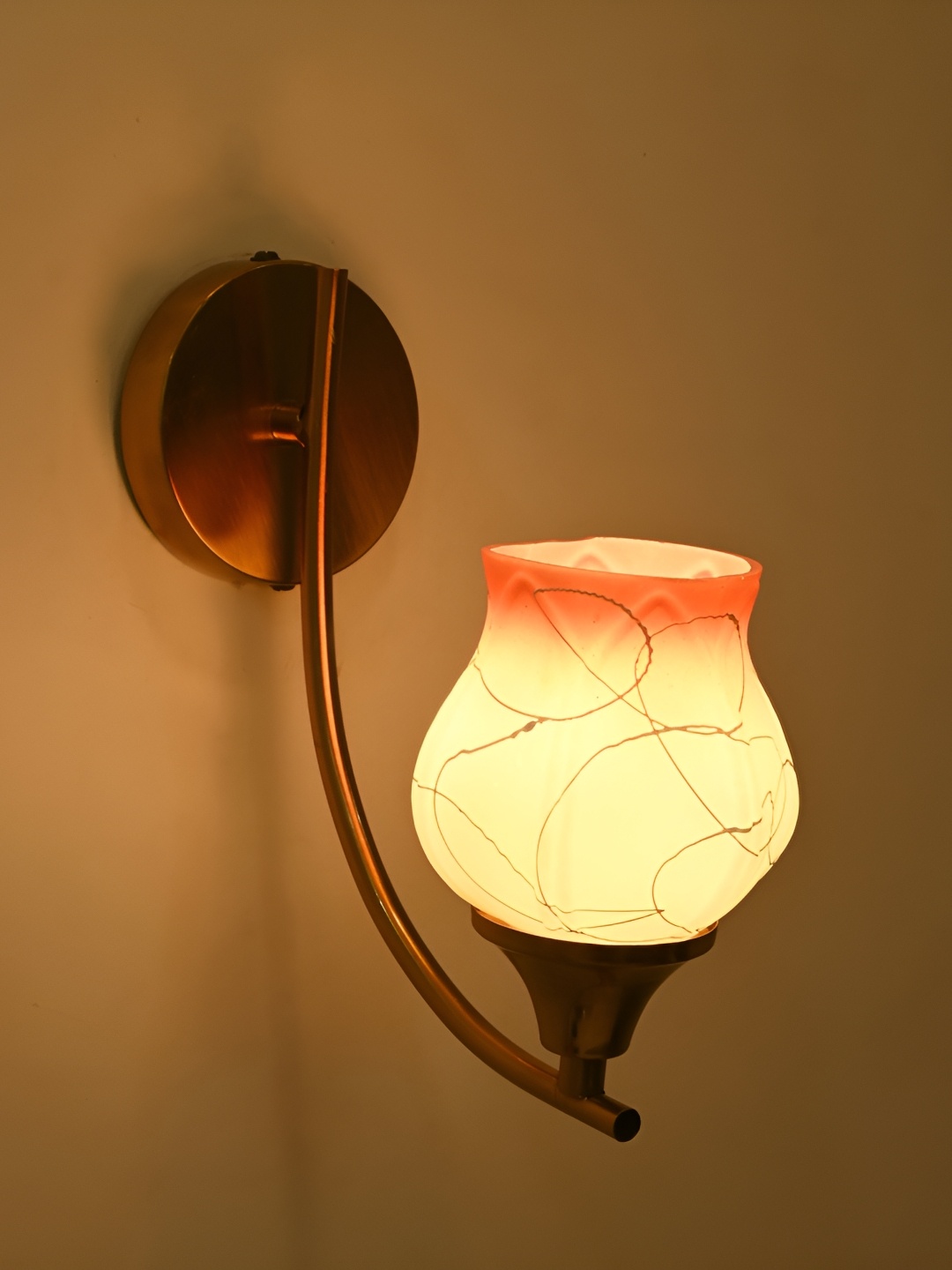 

Afast Orange-Coloured & White Abstract Contemporary Bell Shaped Glass Wall Lamp